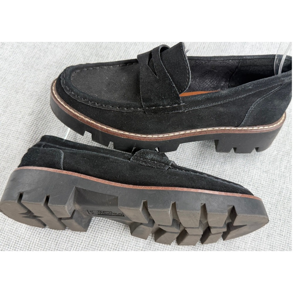 White Mountain Gunner Black Suede Lug Sole Penny Loafers Womens 6.5 - Picture 6 of 8